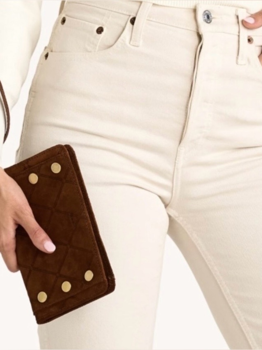 BRAND NEW Hammitt Bryant Wallet Chocolate Diamond Suede/Antique Gold
